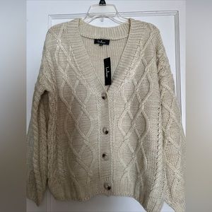 Lulu’s From The Heart Cream Knit Cardigan Extra Small XS